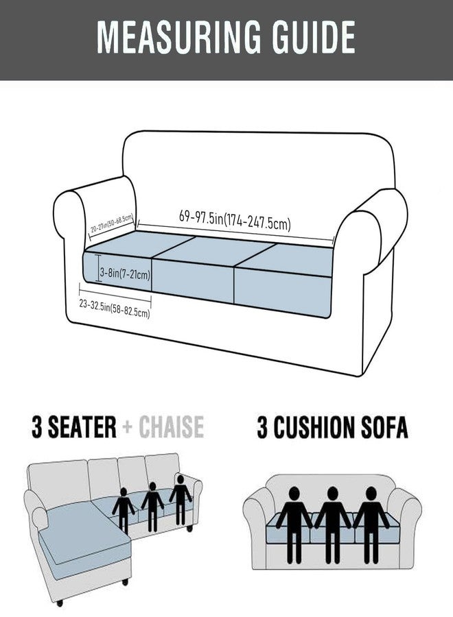 KELUINA Waterproof Loveseat Couch Cushion Covers, Jacquard Magic Sofa Cushion Covers Washable, Stretch Couch Seat Covers Furniture Protector for Pets with Elastic Bottom (2PC, Grey) - Image 4